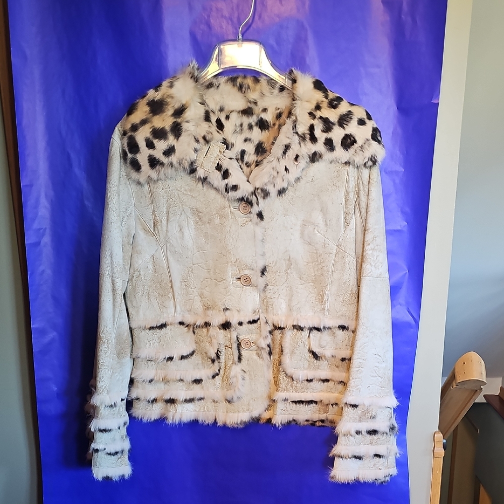 Retro Cream Leopard Print Teddy Jacket